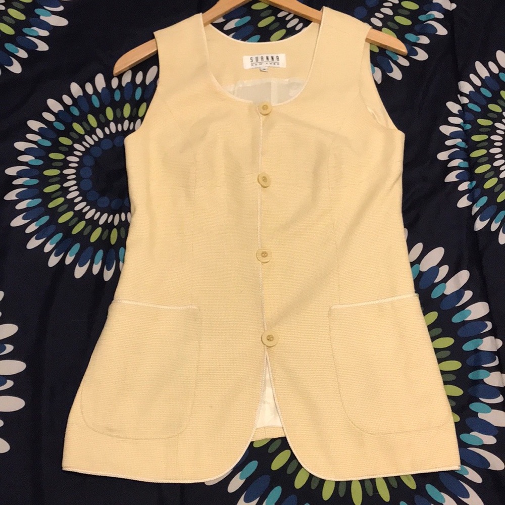 RARE Vintage Suanna button cream vest USA made